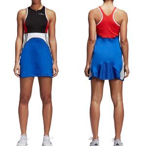 ADIDAS Stella McCartney Barricade Black Blue Red Tennis Mini Dress Womens Medium